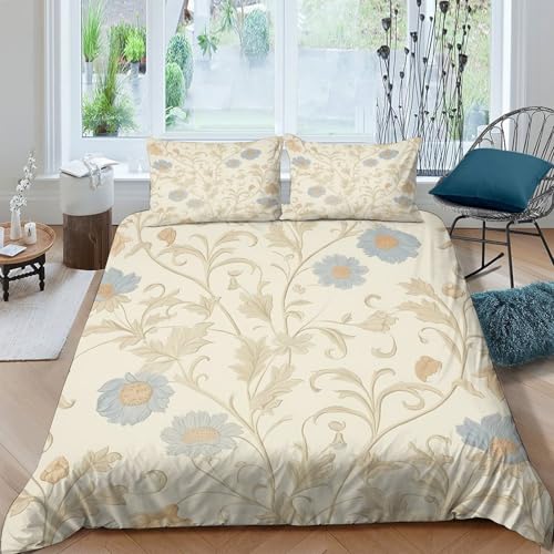 Parure de lit microfibre motif floral King 220x240cm vintage 3D - 4