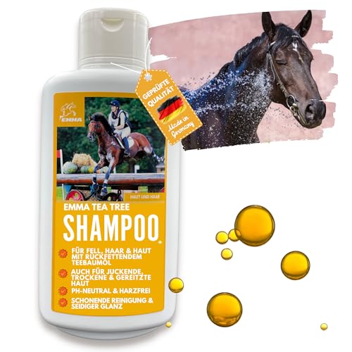 Tea Tree Shampoo Pferdeshampoo mit Teebaumöl für Hunde Pferde 500ml I mildes Pferde Shampoo ph neutral I Pferdepflege glänzendes Fell I Hundeshampoo I für trockene & irritierte Haut I Fellpflege