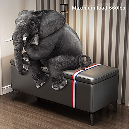 Banc ottoman de rangement en cuir blanc 80cm pour entrée moderne - 7