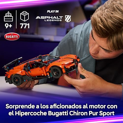 Maqueta de coche de carreras LEGO Technic Bugatti Chiron con puertas practicables - Modelo 42222 2