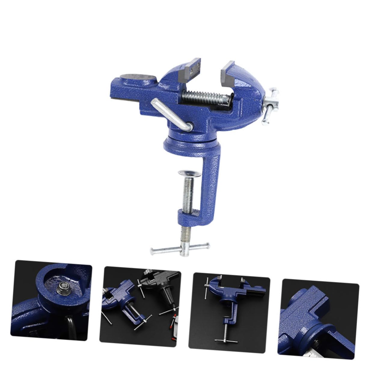 Étau de Table Pivotant à 360 Degrés, Petit Modèle Bleu en Acier