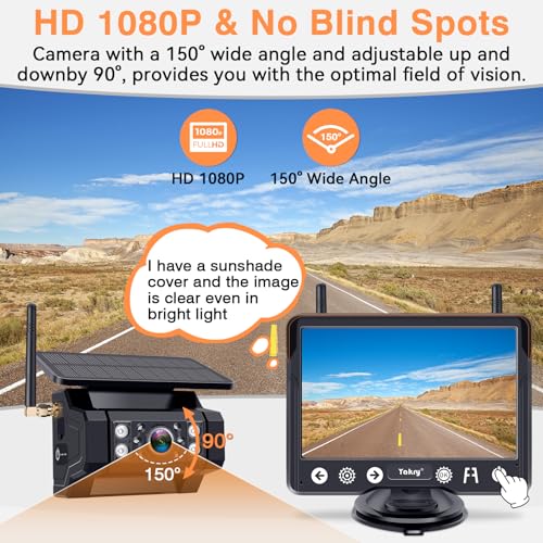 Yakry Y02 Wireless Backup Camera Magnetic For Truck: 1 Minute Easy Install Hd 1080P Rear View Camera Solar - Portable Rechargeable 5 Inch Monitor System For Car Truck Suv Rv Trailer Camper Y02 thumb #2