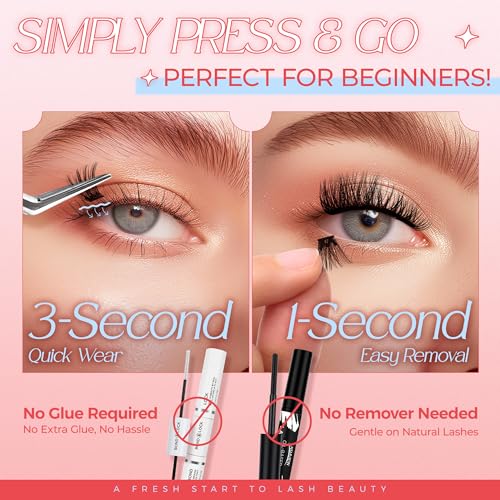 LASHVIEW Selbstklebende Wimpern, 3 Sekunden zum Aufsetzen, Super-Portabilität Einfach für Einsteiger. 72-Stunden-Halt… – Ansicht 3