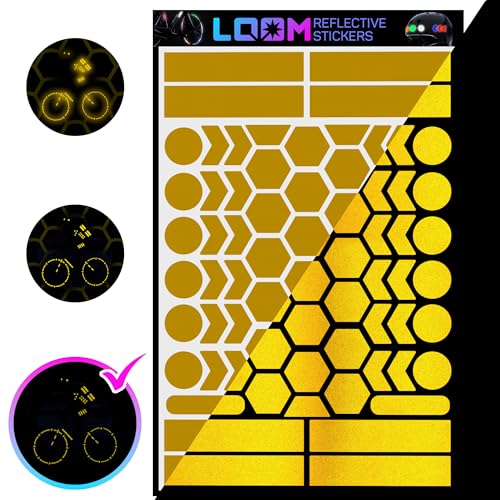 Image of LOOM Reflective Stickers | 67pc Engineer YLW | Reflective Stickers for Helmet, Bike, Motorcycle, Hard Hat | Waterproof Reflectors for Car, Trailer | Bike Reflectors for Night Riding