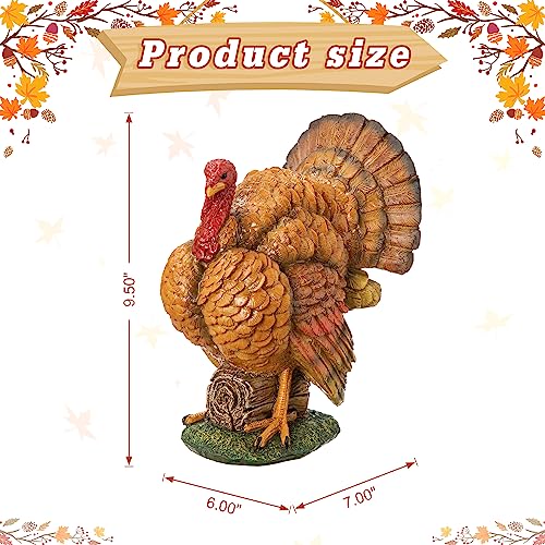 Glitzhome 2006000089-1 10 Inch H Thanksgiving Turkey Figurines Thanksgiving Fall Handcraft Resin Turkey Tabletop Ornaments Farmhouse Thankful Day Collectible Figurines Desktop Decorations Autumn Harvest Festival Decor thumb #1