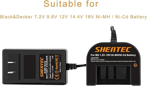 Miniatura 4 de Shentec Cargador de batería de 12 V-18 V compatible con baterías Black and Decker de 72 V 96 V 12 V 144 V 18 V Ni-MHNi-Cd Slide Style
