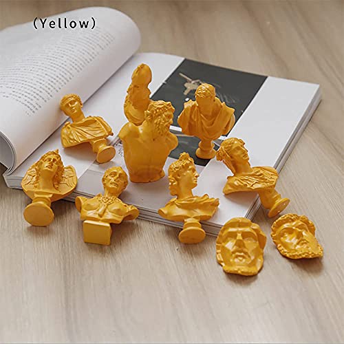 10Pcs/Set Greek Sculpture Resin Bust Statue,Greek God Statue Miniature Art Ornaments, for Home Office Bookshelf Art Décor