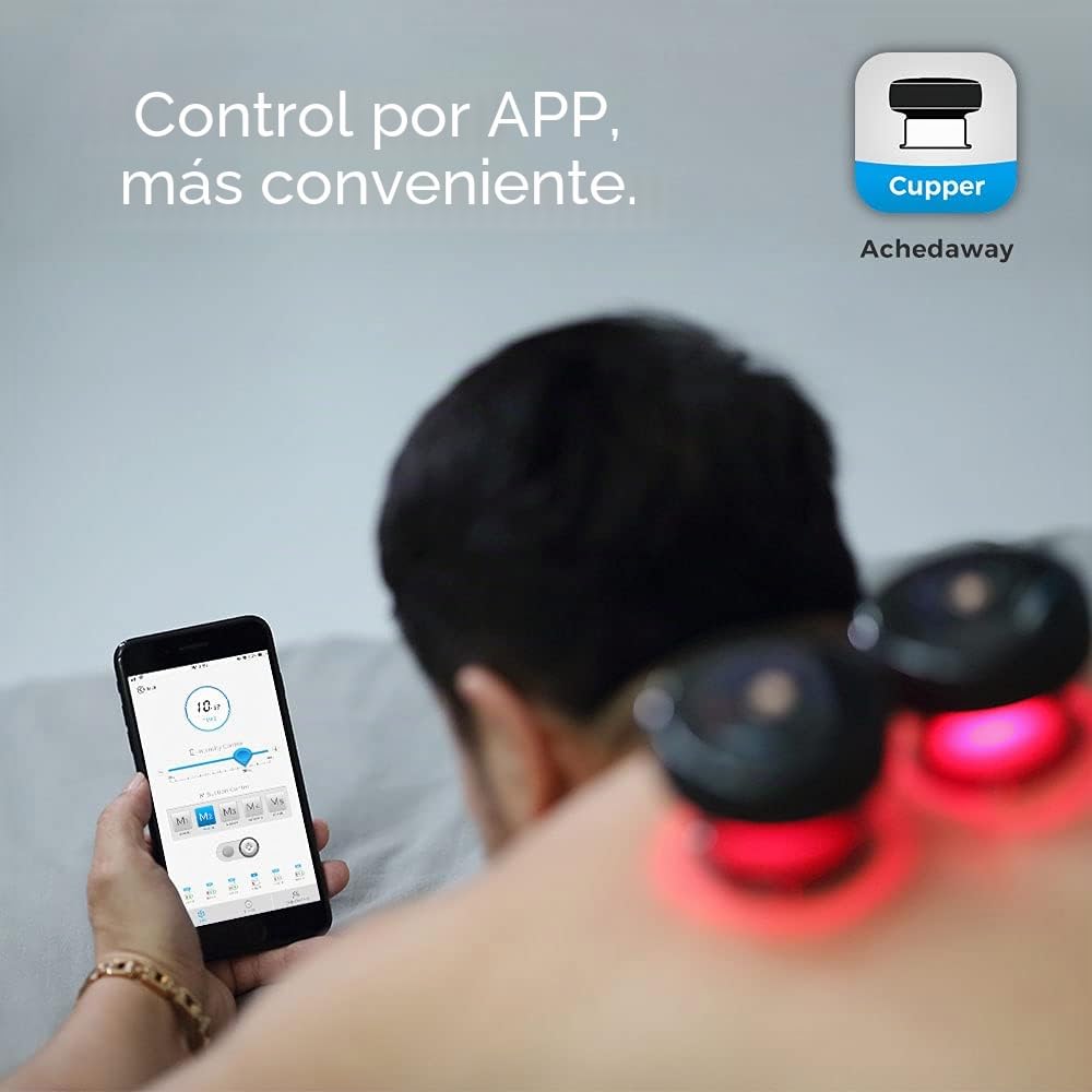 ACHEDAWAY Cupper (par) - Masajeador inteligente de terapia de ventosas con terapia de luz roja