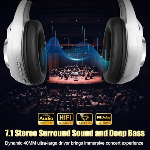 Image of Ordtop 2.4GHz Wireless Gaming Headsets for PS5 /PS4 /Switch, 2026 RGB Noise Cancelling Over-Ear Headphones with 7.1 Surround Sound, 40mm Drivers, 276g Ultraligero, Memory Foam, 45H Gaming Headphones