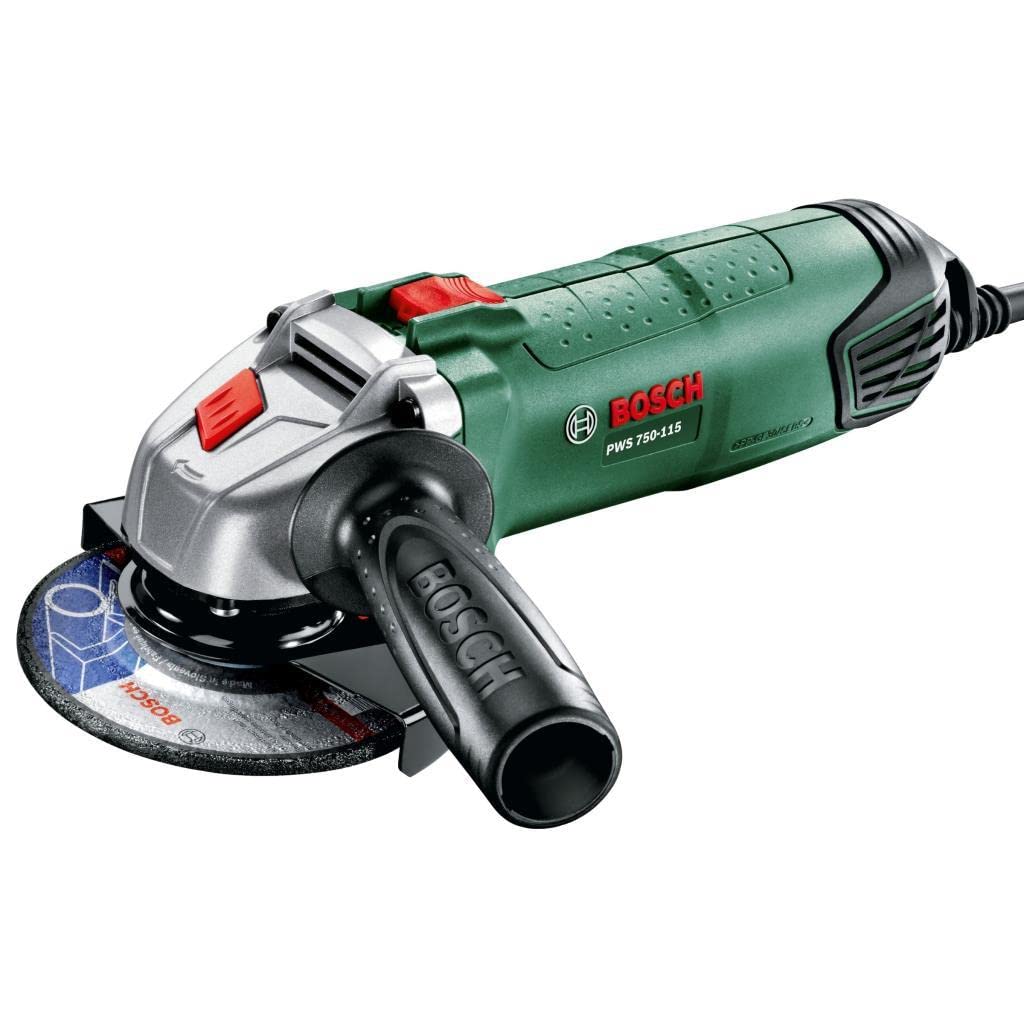 Bosch Smerigliatrice angolare PWS 750-115, 750 W, Diametro Disco: 115 mm, Confezione in Cartone