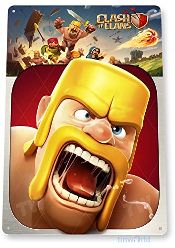 Ysirseu Clash Clans Game Arcade, TIN SIGNSMETAL 8" X 12" Wall Arts