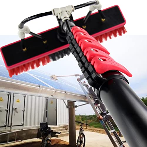 Brosse rotative pour panneaux photovoltaïques télescopique avec jet d'eau