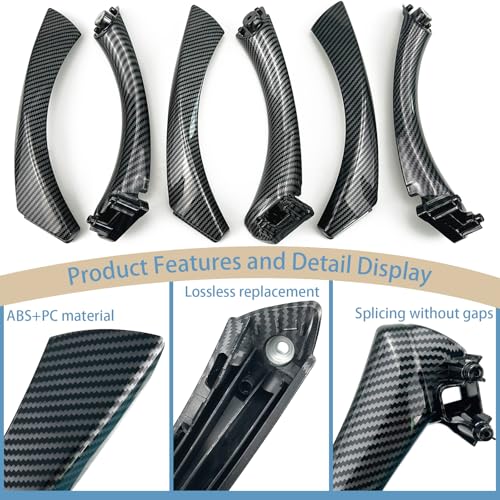 CHUANGHUI Car Door Handle Compatible with BMW 3 Series E90 E91 2006-2012 Interior Door Pull Handles Replace Cover Assembly for 323i 325i 328i 330i 335i (Carbon Fiber Color) by CHUANGHUI - Image 5