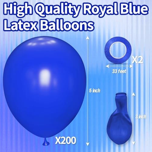 Image of 200pcs Royal Blue Balloons 5 Inch, Small Mini Latex Balloons for Party Birthday Baby Shower Anniversary Festival Arch Garland Decoration