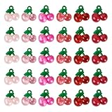 KISSITTY 36 dijes de resina transparente con diseño de cerezas agrietadas, colgantes de frutas coloridas, pequeños colgantes de cereza 3D vívidos para pulseras, llaveros, aretes, collares, joyería