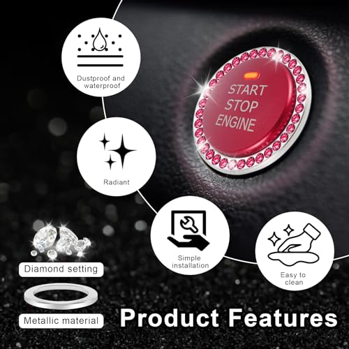 image for LivTee 2 PCS Crystal Combinatorial Rhinestone Car Engine Start Decorat