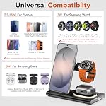 3 in 1 Wireless Charging Station for Samsung, 15W Wireless Charging Stand for Galaxy S26 Ultra/S25/S24/S23/S22/Note20 Z Fold Flip7 Galaxy Watch 8/7/6/5/4/3 Active 2/1, Galaxy Buds 2/Pro/Live