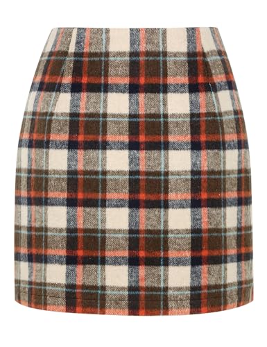 Image of IDEALSANXUN Womens High Waist Plaid Skirt Bodycon Pencil Wool Mini Skirts
