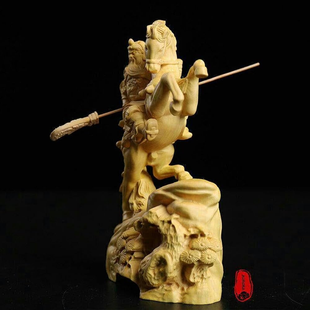 黄楊木彫 関公武財神像 工芸品 置物 黄楊木彫 関公武財神像 工芸品 置物