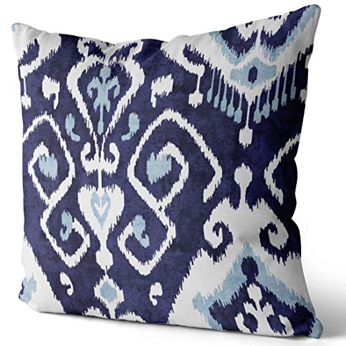 Weiniya Sofa Decoration Pillowcases 2 Pack Blue And White Ikat Square Cushion Case Throw Pillow Covers 20X20 Inch Double Sides Print #TOP2