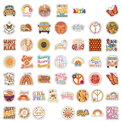 Maiousu Store 100Pcs Groovy Hippie Stickers, Boho Rainbow Daisy Butterfly Flower Themed Self Adhesive Decals Vinyl Waterproof Stickers For Water Bottle Laptop Luggage Helmet Skateboard Snowboard Guitar Scrapbook Phone Gifts For Teens Girls Kids Adult #TOP4