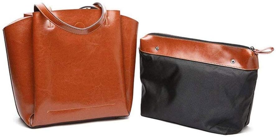 Handbag， Bag，Retro Oil Wax Leather Handbag Sleek Minimalist Shoulder Bag Casual Wild Large Capacity Ladies Tote Work Travel