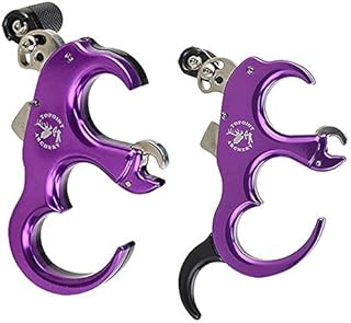 SHARROW Bow Release Aid 3/4 Fingers Automatic Archery Release Aluminium Alloy Thumb Trigger for Compound Bow Accessory (Purple)