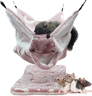 LeerKing Ferret Hammocks Rat Hanging Bed 3 Tier Guinea Pig Cage Toy Hideout Small Pet Swing Squirrel Hideaway for Hamster Sugar Glider Gerbil Chinchilla, Darkgrey