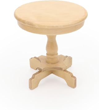 Miniature Dollhouse End Table 112 Scale Wooden Furniture Round Side Tea Table Model for Dollhouse Acessories Coffe Tables Living Room Scene Decoration Wood