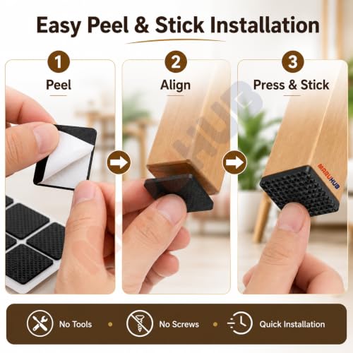 Image of MaruHub Self Adhesive Furniture Pads 30 Pcs, 2.8 x 3 cm EVA Furniture Leg Protectors, Anti-Slip Floor Protection for Chair, Table, Sofa, Cabinet & Stool, Scratch and Noise Reduction
