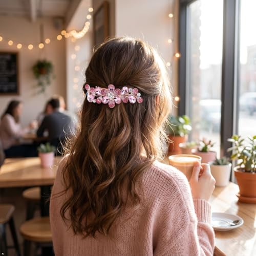 Pinza para cabello con diseño de flor y cristales miniatura 4