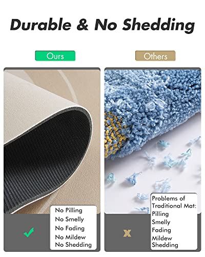 Image of MontVoo-Bath Mat Rug-17 inchx27 inch Innovative Bathroom Rug Mat Super Absorbent Quick Dry Rubber Backed Dirt Resistant Bath Rugs Mats for Bathroom Non Slip Beige Bathroom Rug for Shower Sink Bathtub