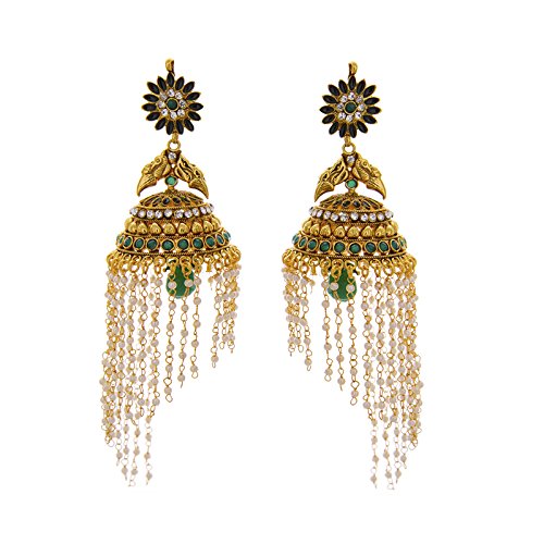 pearl hanging jhumkas