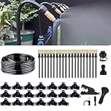 Menetop 20M 噴霧ノズルミストシャワー 屋外 ミストノズル 360°曲げ可能な点滴灌漑キットガーデン用自動灌漑システム、温室、庭、芝生、植物用の調節可能なガーデン散水ミストシステム (20)