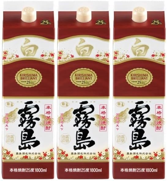 Amazon.co.jp: 白霧島パック 25度 1800ml×3本 芋焼酎 霧島酒造 : 食品