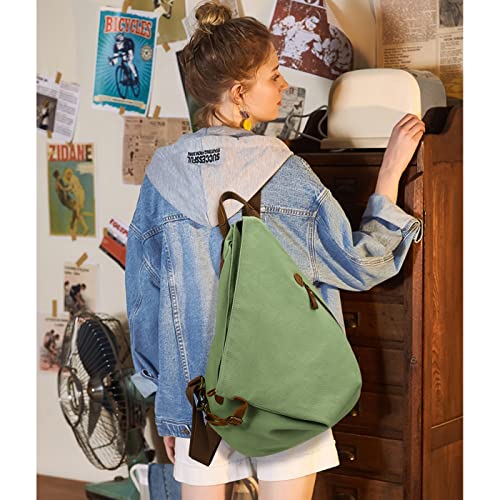 Image of KL928 Canvas Vintage Backpack - Large Casual Daypack Outdoor Travel Rucksack Hiking Backpacks for Men Women