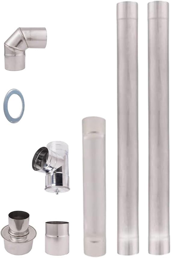 Stainless Steel Pellet Stove Exhaust Pipe 80mm AISI 304 2m Straight