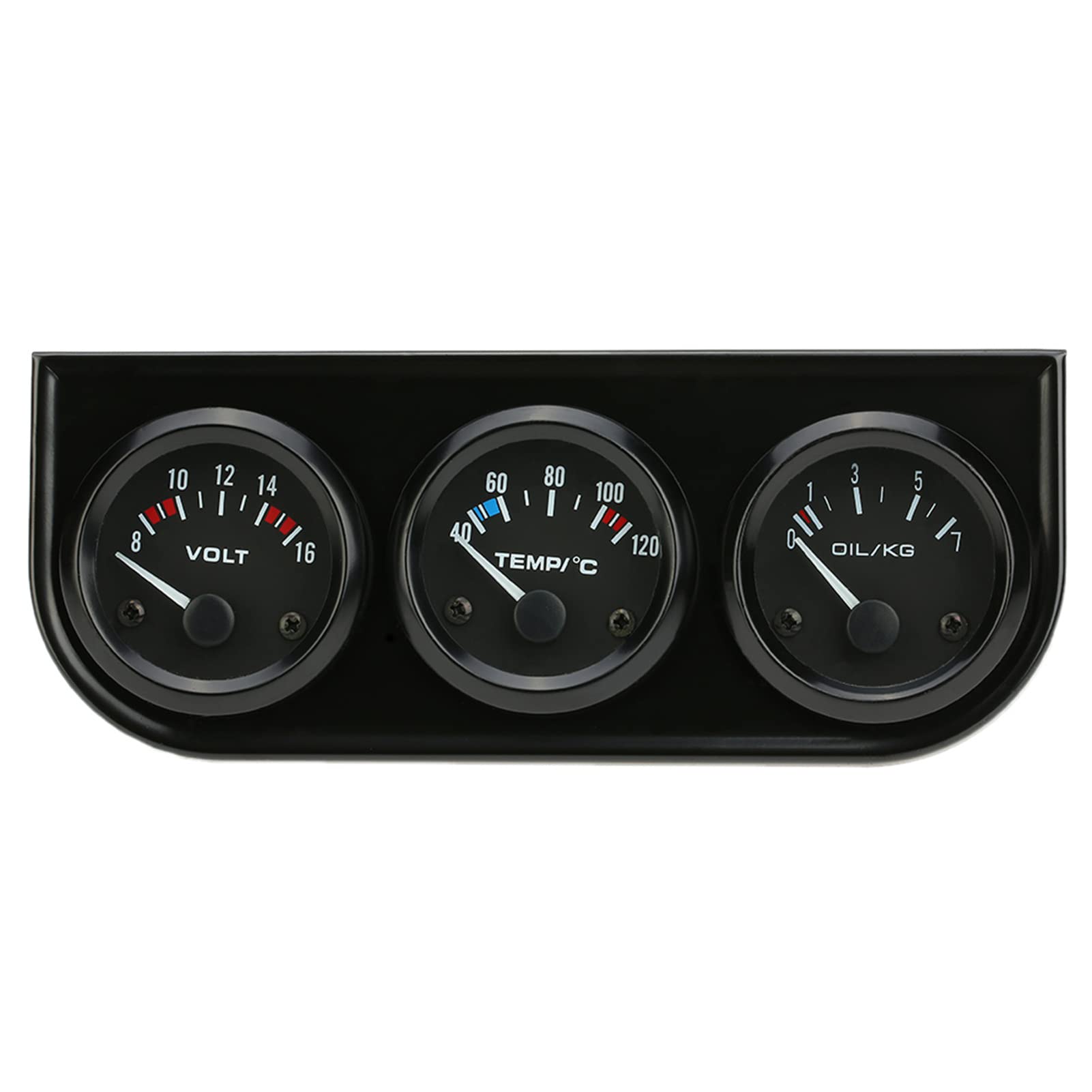 Shkalacar 3 en 1 Voltímetro de Indicador de Temperatura del Agua de Presión de Aceite 52 mm, Kit de Indicador Triple Electrónico Medidor para Moto, Coche 12V