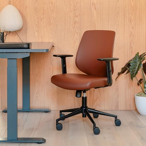 Image of Branch Daily Chair - Vegan Leather Office Chair with Swivel, Lumbar Rest, and Adjustable Armrests - Comfortable Seating for Improved Posture and Productivity - Mahogany | Lumbar Rest and Adjustable Armrests, Comfortable Seating for Improved Posture and Productivity, Mahogany