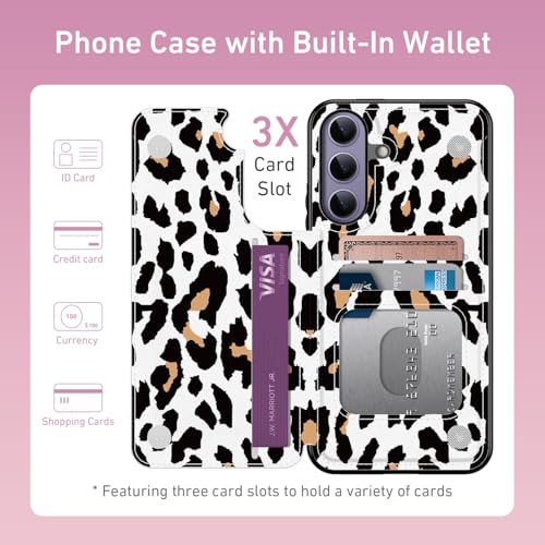 Goodon for Samsung Galaxy S24 Case Wallet - Flip Folio Leather Cover with Trendy Floral Design, 3 Card Slots & Kickstand Function, Protective Phone Case for Women and Girls - Leopard Cheetah - image 2