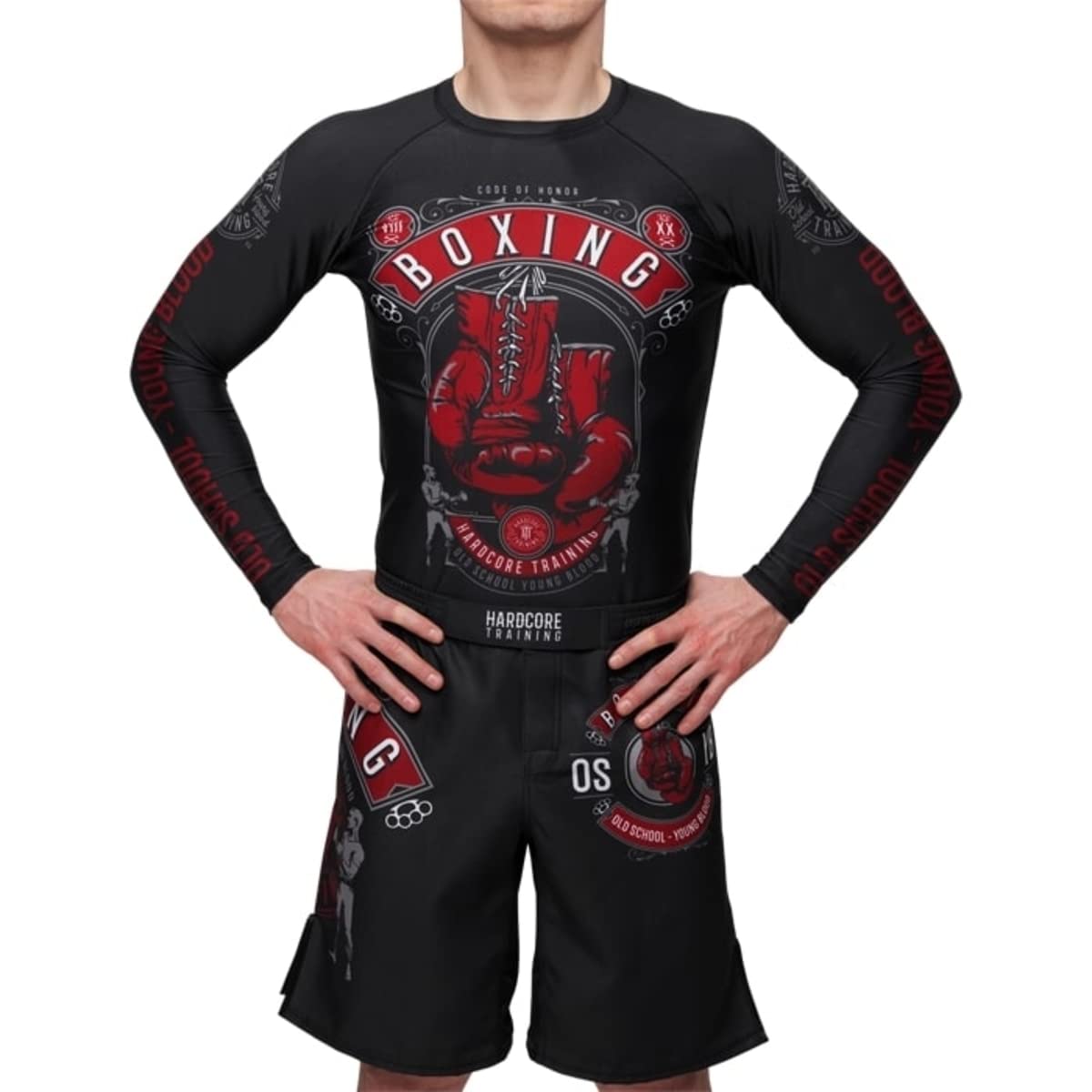 Hardcore Training Code of Honor Rash Guard Long Sleeve Men's. Camisa de Compresión Hombre MMA BJJ Boxeo Fitness Grappling No Gi