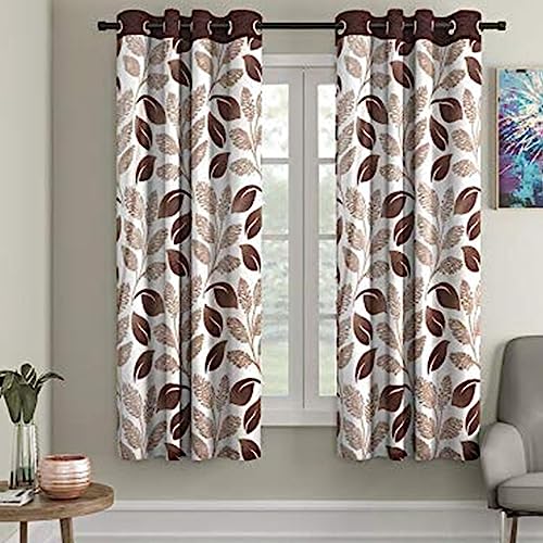 Image of Cortina Polyester Floral Grommet Eyelet Window Curtain, 5 Feet, Brown, Pack of 1, Blackout