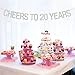 Cheers to 20 Years Banner - Happy 20th Birthday Party Bunting Sign - 20th Wedding Anniversary Decorations Supplies - Silver