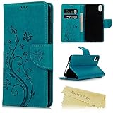Mavis's Diary bq Aquaris X5 Funda Libro PU Premium Leather Cuero impresión, Carcasa Flip Case Cover Con TPU Goma Flexible,Cierre Magnético,Función de Soporte,Billetera con Tapa para bq x5 - Diseño de Mariposa y flor, azul