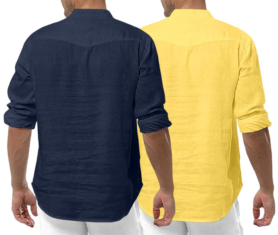 Image of ROYALSCOUT Men's Cotton Polyester Blend Solid Regular Fit Full Sleeve Short Kurta | Ethnic, Lightweight Summer Kurta for Daily & Occasion Use