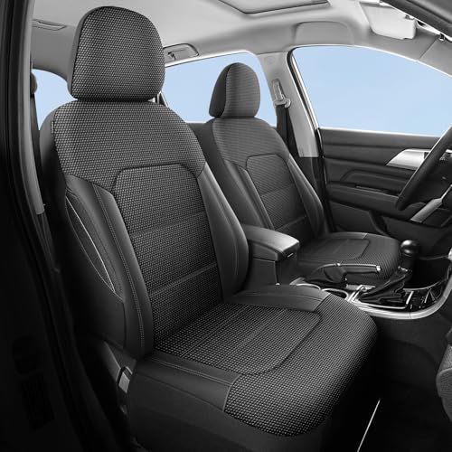 Image of HChengkikz Front Car Seat Covers, Air Mesh, Breathable (Black)