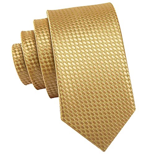 Image of Dubulle Tie and Lapel Pin for Men Mens Paisley /Stripe /Floral Necktie Pocket Square Cufflinks Wedding Party,Gold, Medium