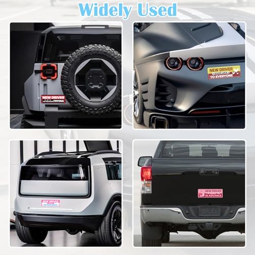 Image of 6Pcs Magnetic Car Stickers for Beginners, Removable Lovely Student Driver Sticker Magnet Supplies for Car, Keep Your Distance Safety Sign Suitable for Novice Drivers & Students