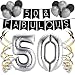 Sterling James Co. 50 & Fabulous Birthday Party Pack - Black & Silver Happy Birthday Bunting, Balloon, and Swirls Pack- Birthday Decorations - 50th Birthday Party Supplies