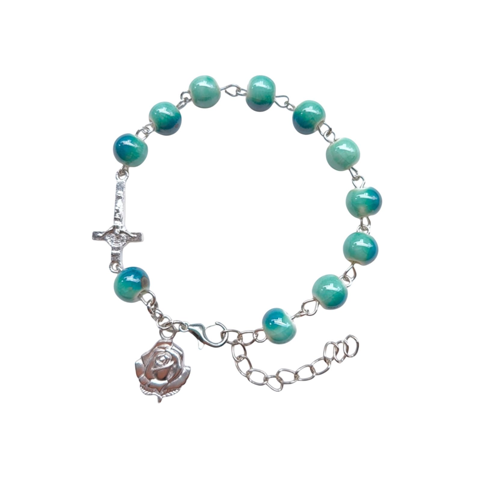 PANGBOER Handmade Round Beads Bracelets Catholic Rosarys Beads Crosses Pendants Bracelets Catholic Jewelry